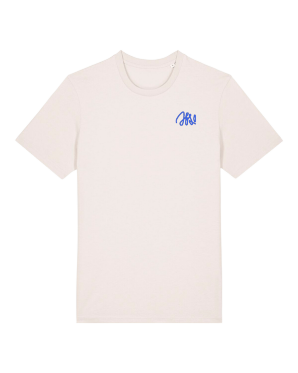 image tshirt de couleur écru avec logo Abso de couleur bleu couleur